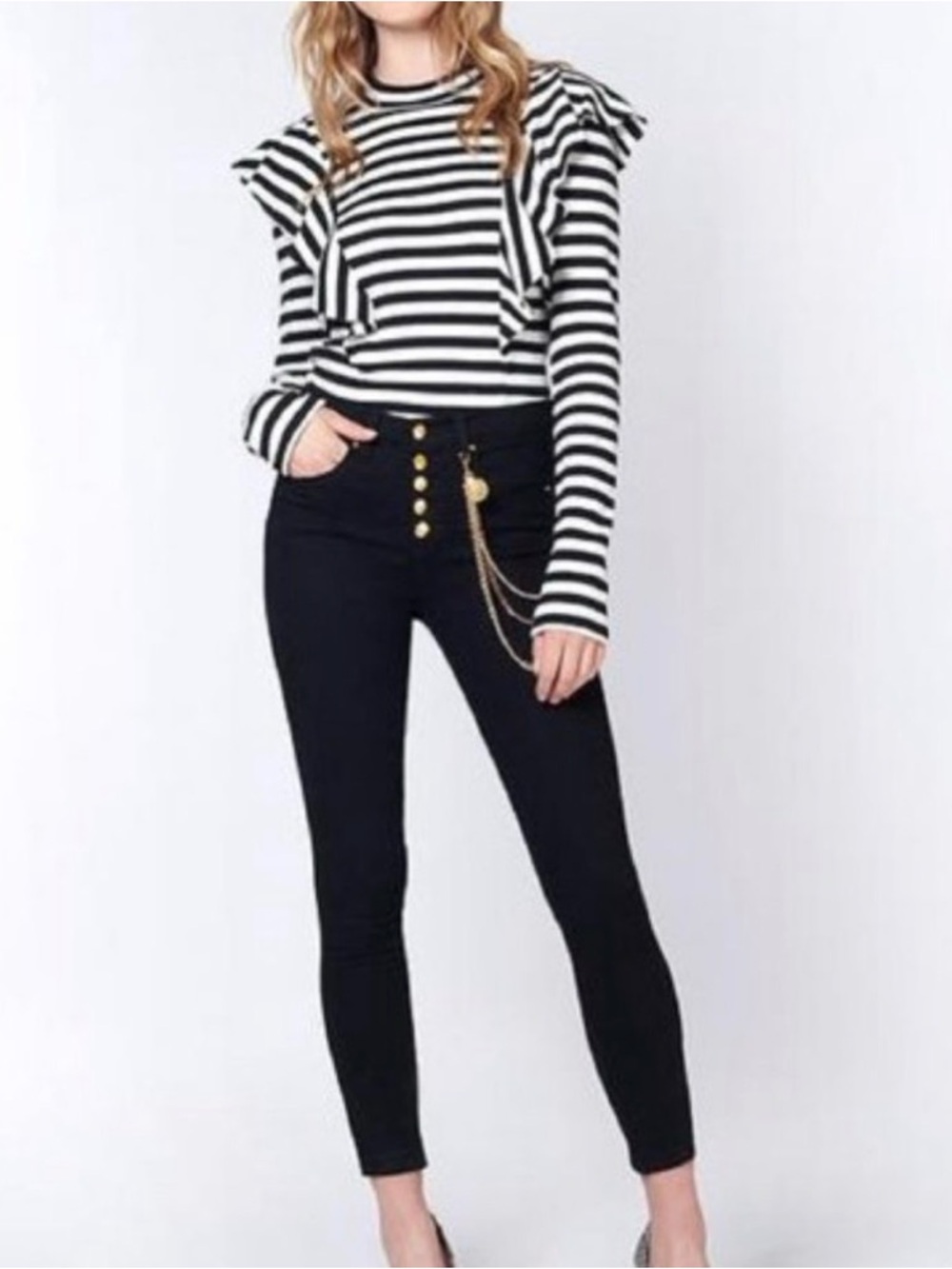 Veronica Beard Debbie embellished button butterfly stretch jeans 24 - Picture 1 of 9